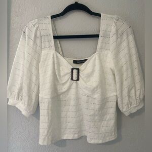 Sugar lips White Women's Top with Buckle Detail